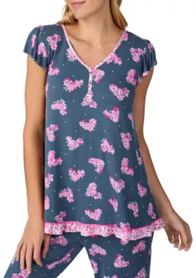 Women's Short Sleeve Cropped Pajama Set