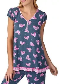 Women's Short Sleeve Cropped Pajama Set
