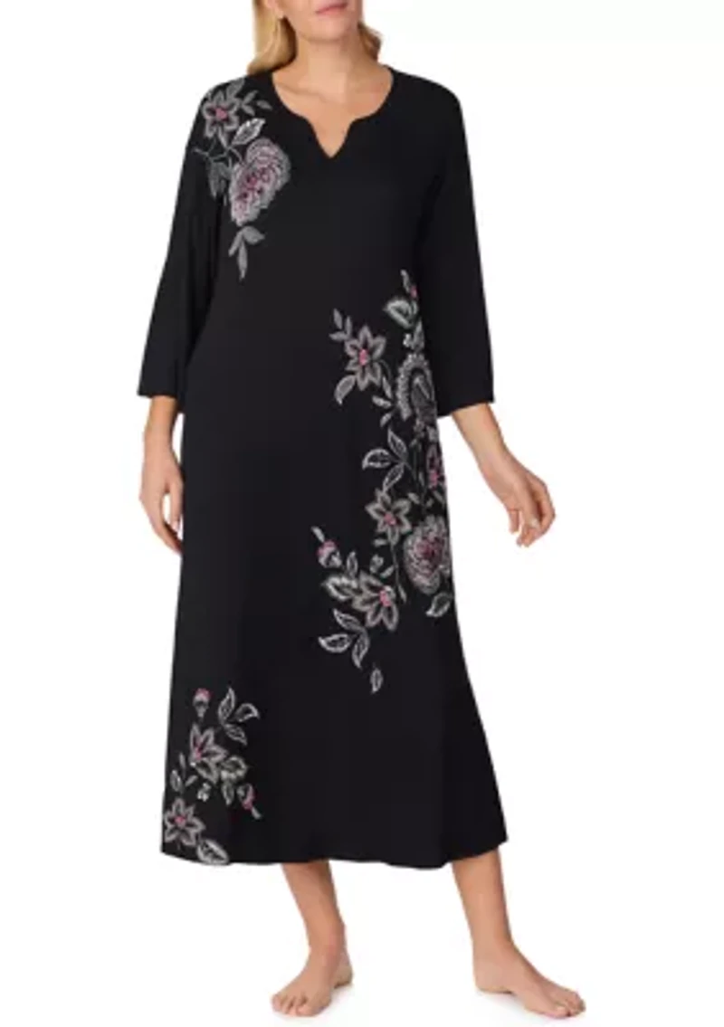 Women's Long Placed Floral Tunic Night Gown
