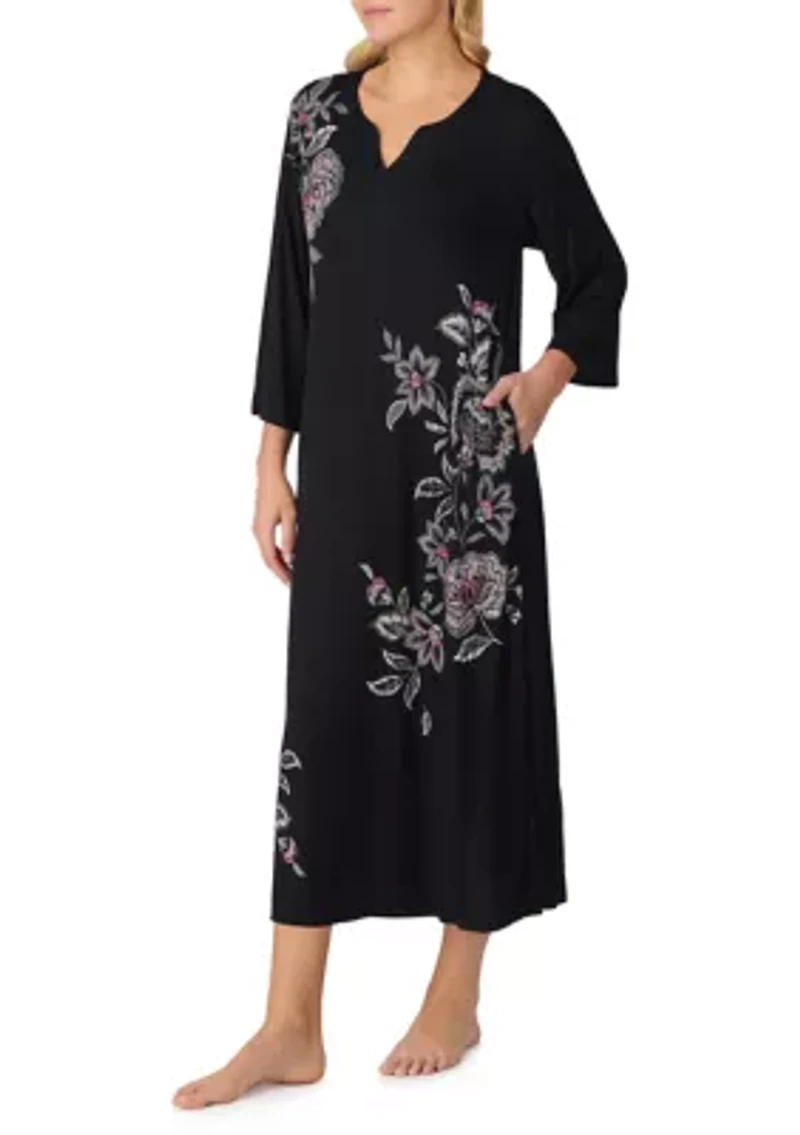 Women's Long Placed Floral Tunic Night Gown