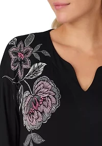 Women's Long Placed Floral Tunic Night Gown