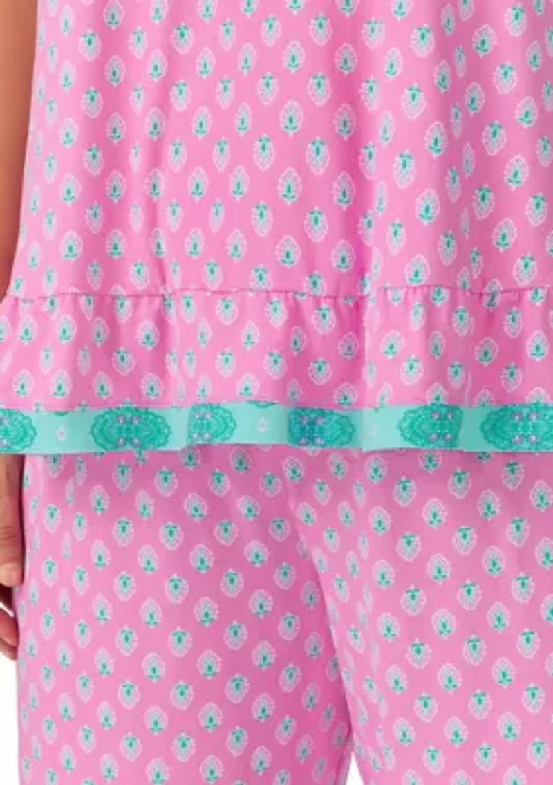 Plus Cropped Printed Pajama Set