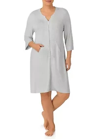 Plus 3/4 Sleeve Zip Robe