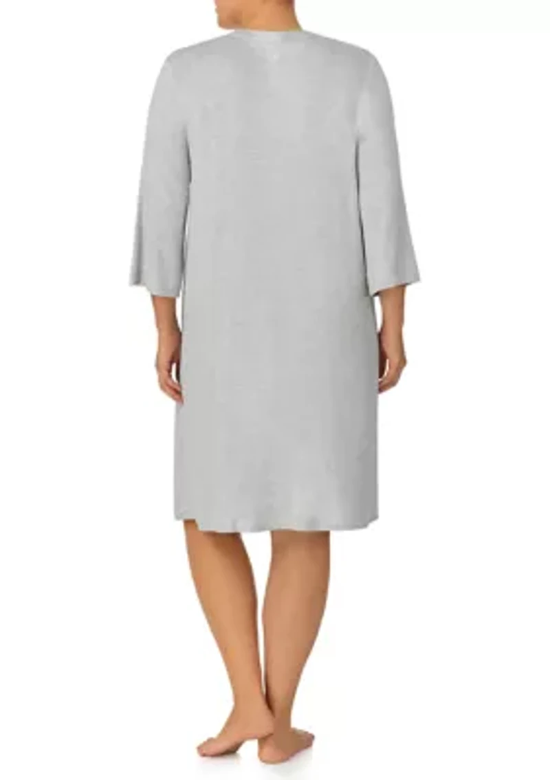 Plus 3/4 Sleeve Zip Robe