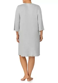 Plus 3/4 Sleeve Zip Robe