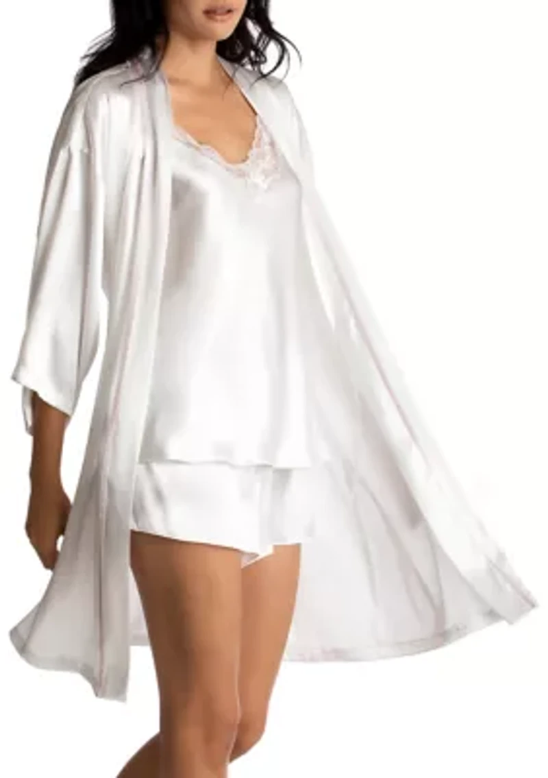 Women's Bride 3 Piece Robe and Shorts Set