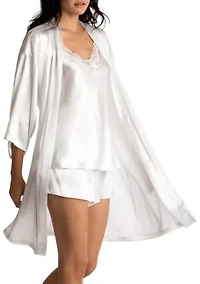 Women's Bride 3 Piece Robe and Shorts Set