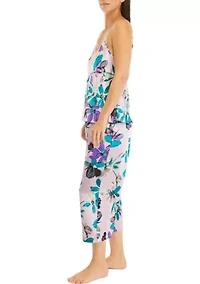 Printed Two Piece Satin Pajama Set