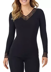 Women's Softwear with Stretch Lace Long Sleeve V-Neck Shirt