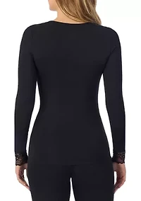 Women's Softwear with Stretch Lace Long Sleeve V-Neck Shirt