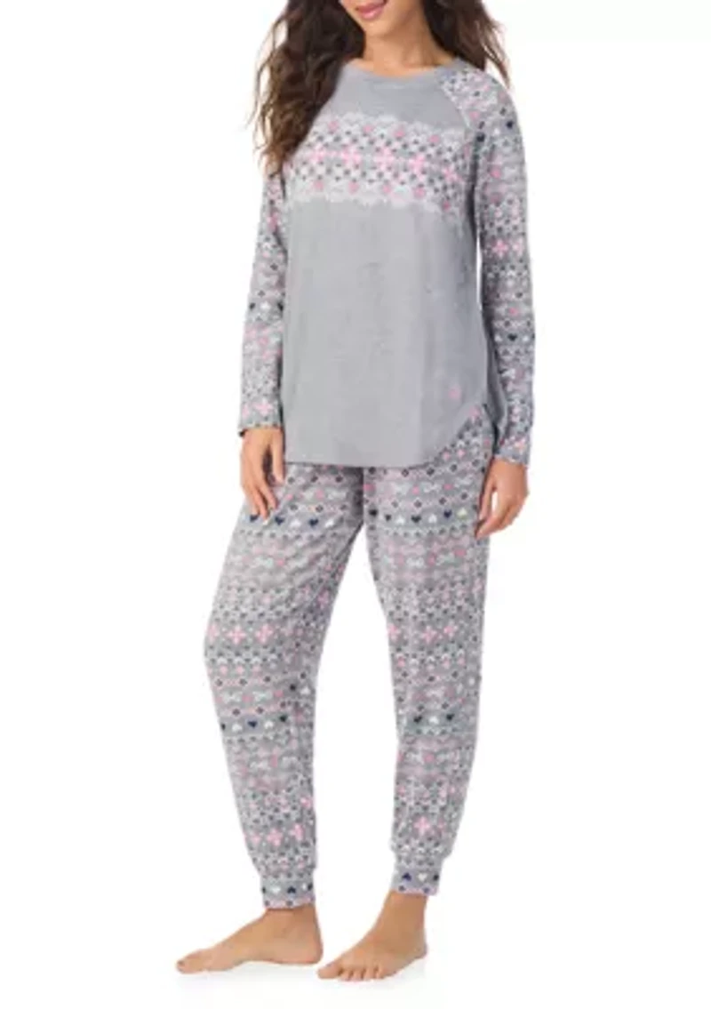 Crew Neck Top and Joggers Pajama Set