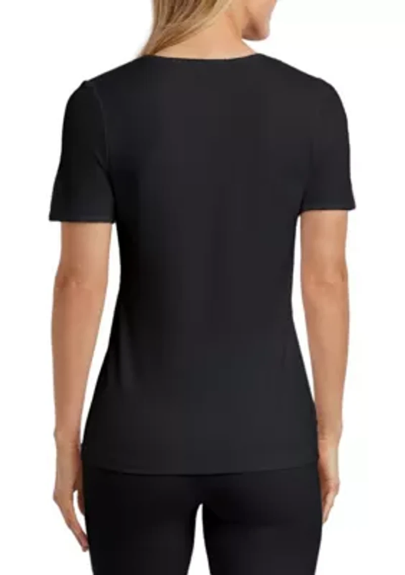 Women's Softwear Lace Edge Short Sleeve V-Neck Top