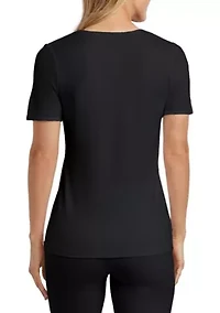 Women's Softwear Lace Edge Short Sleeve V-Neck Top