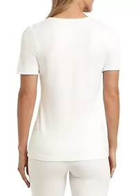 Women's Softwear Lace Edge Short Sleeve V-Neck Top