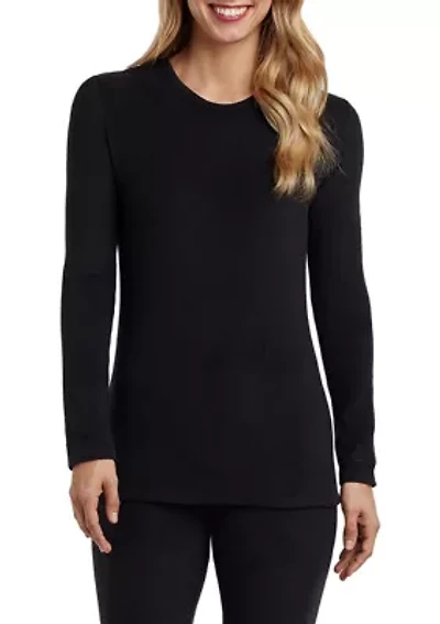 Women's Fleecewear with Stretch Long Sleeve Crew Neck Sleep Top