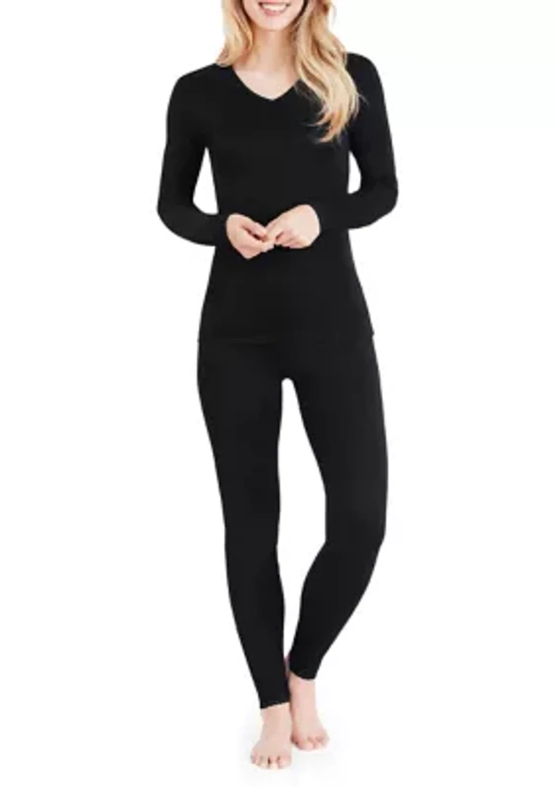 Women's Softwear Lace Edge Long Sleeve V Neck