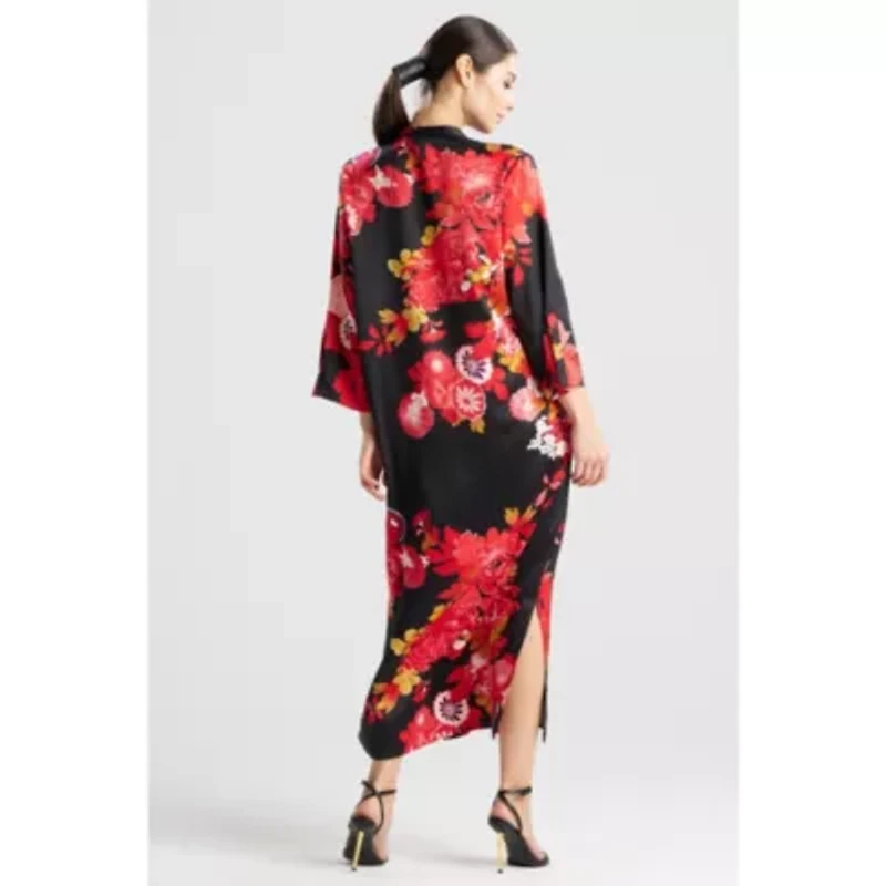 Empress - Printed Satin Mandarin Collar Caftan