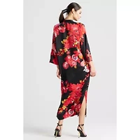 Empress - Printed Satin Mandarin Collar Caftan