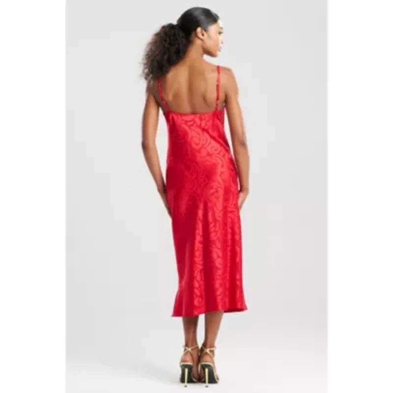 Scroll Satin Jacquard Scoop Neck Gown