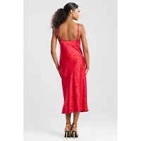 Scroll Satin Jacquard Scoop Neck Gown