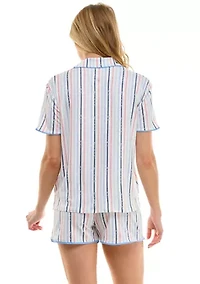 Women's Short Sleeve Notch Boxer Pajama Set