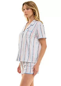 Women's Short Sleeve Notch Boxer Pajama Set
