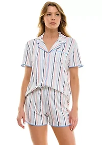 Women's Short Sleeve Notch Boxer Pajama Set