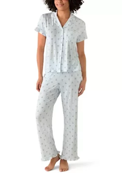 Women's Short Sleeve Notch Pajama Set