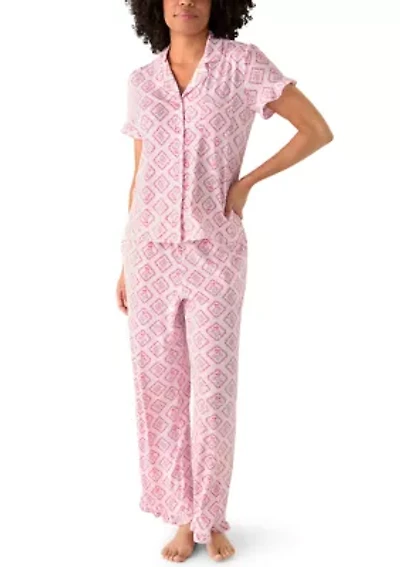 Women's Short Sleeve Notch Pajama Set