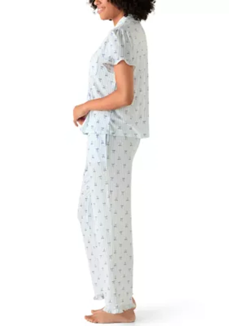 Women's Short Sleeve Notch Pajama Set