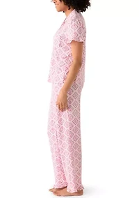 Women's Short Sleeve Notch Pajama Set