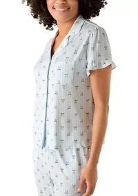 Women's Short Sleeve Notch Pajama Set