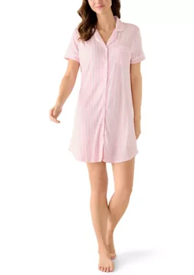 Women's Short Sleeve Notch Collar Sleepshirt