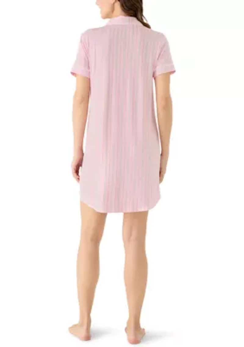 Women's Short Sleeve Notch Collar Sleepshirt