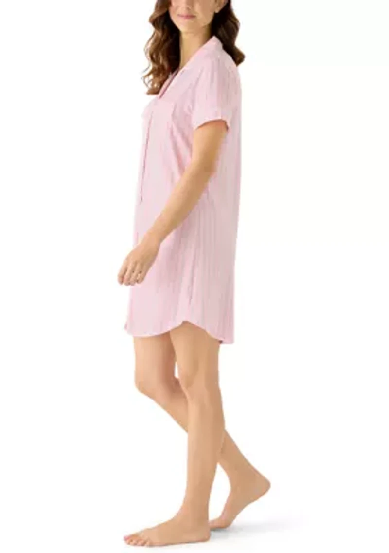 Women's Short Sleeve Notch Collar Sleepshirt