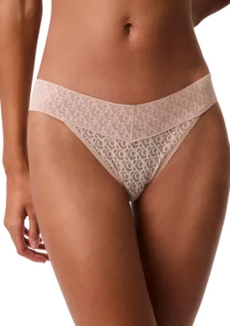 Logo Lace Low Rise Bikini Panty