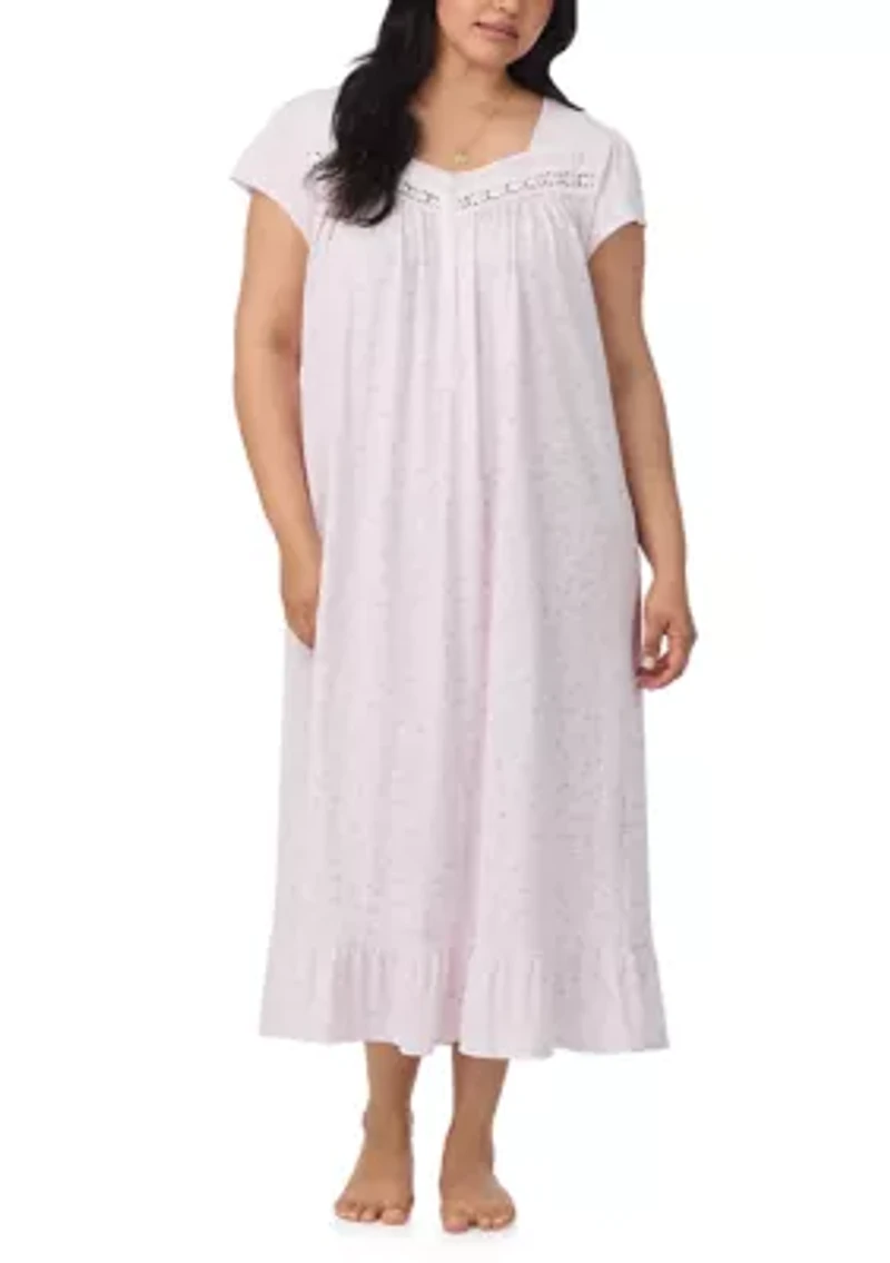 Plus Cap Sleeve Long Nightgown