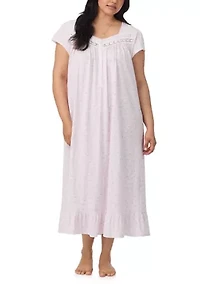 Plus Cap Sleeve Long Nightgown