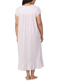 Plus Cap Sleeve Long Nightgown