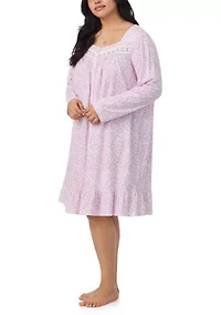 Plus Long Sleeve Short Nightgown