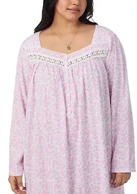 Plus Long Sleeve Short Nightgown