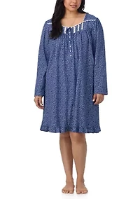 Plus Long Sleeve Short Nightgown