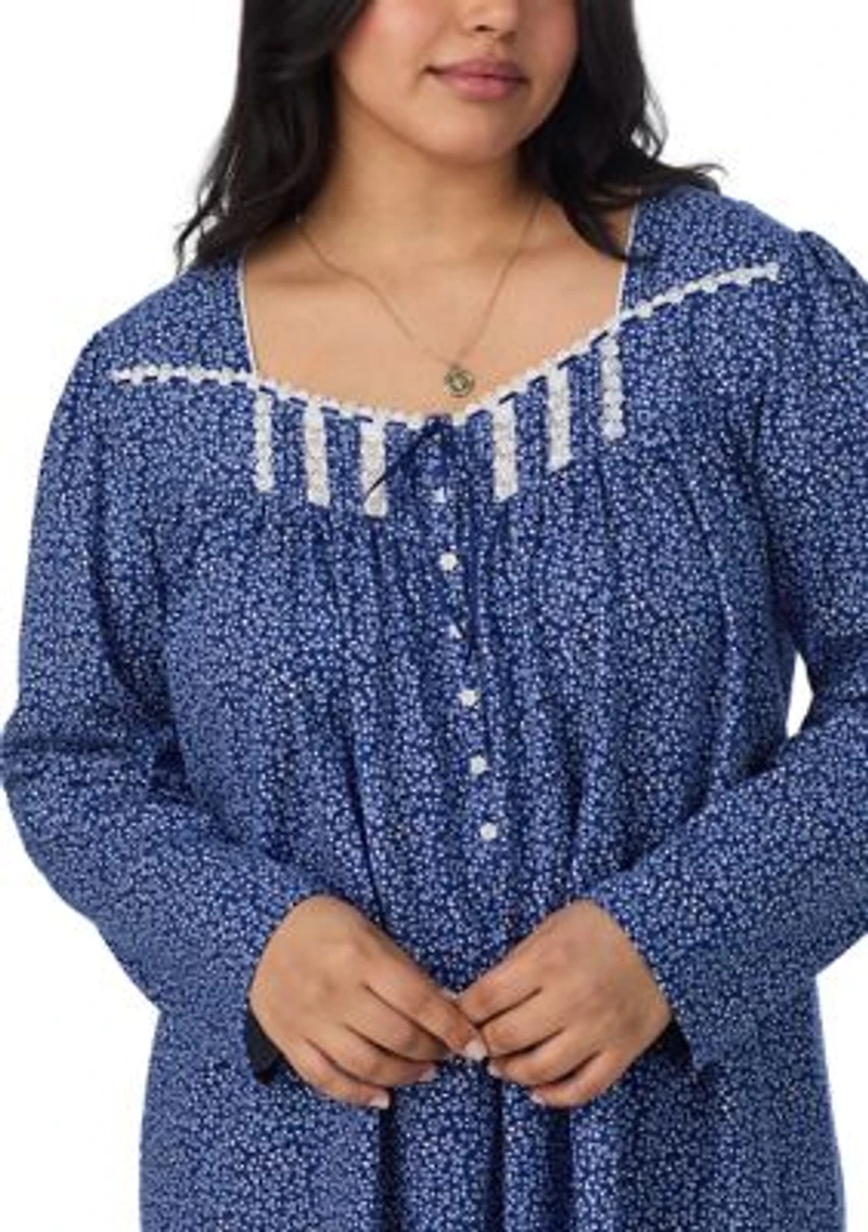 Plus Long Sleeve Short Nightgown