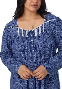 Plus Long Sleeve Short Nightgown
