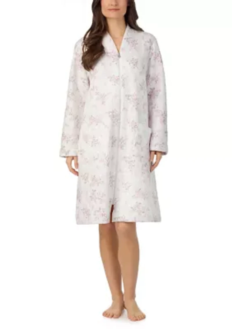 Long Sleeve Diamond Quilt Zip Robe