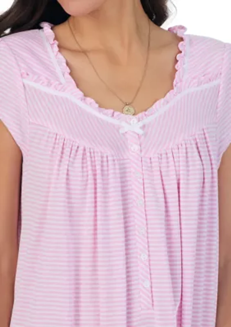 Cotton Rich Yarn Dye Stripe Knit Waltz Nightgown