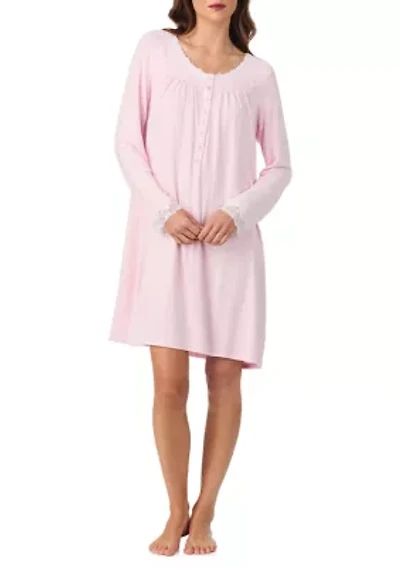 Sweater Knit Short Long Sleeve Nightgown