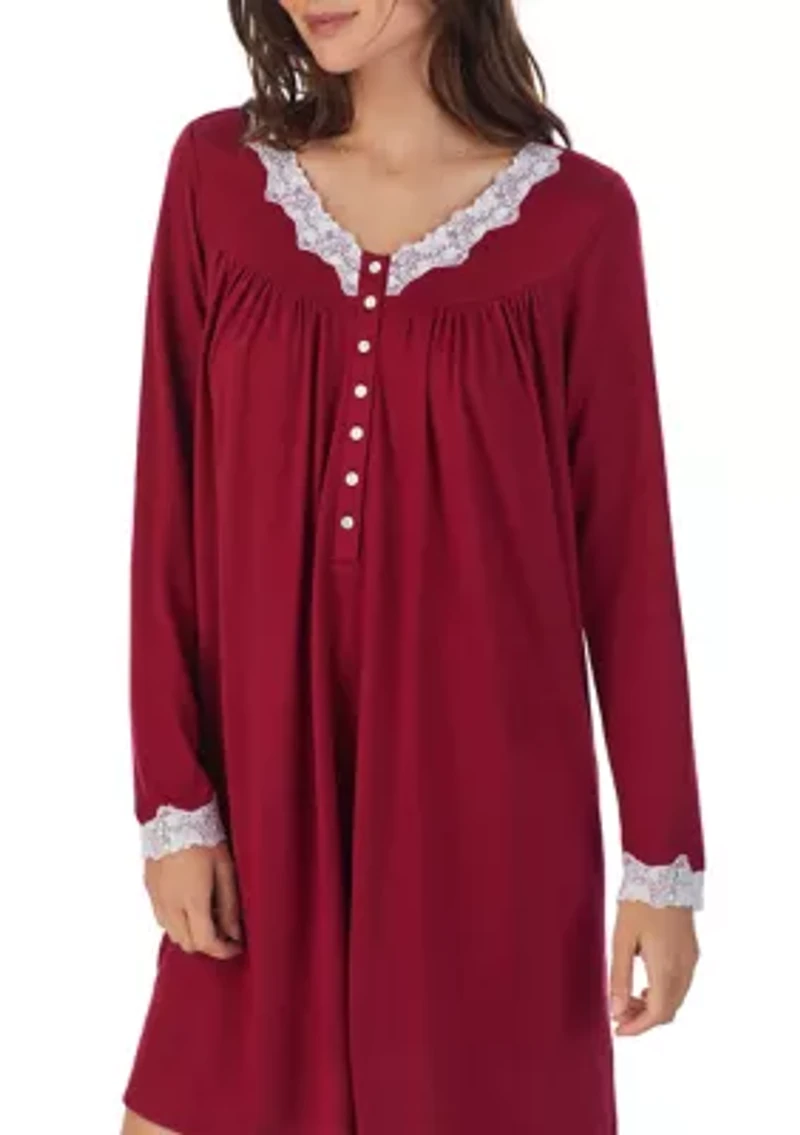 Sweater Knit Short Long Sleeve Nightgown