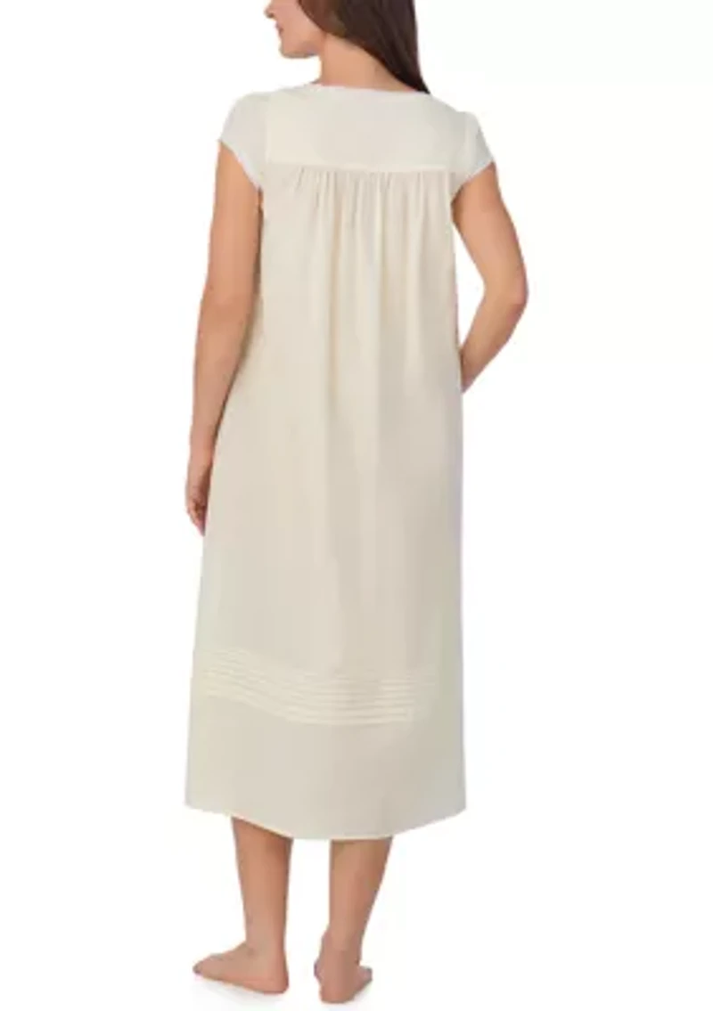 Cap Sleeve Long Cotton Lawn Nightgown
