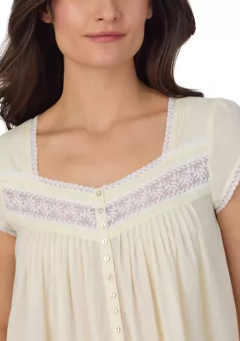 Cap Sleeve Long Cotton Lawn Nightgown